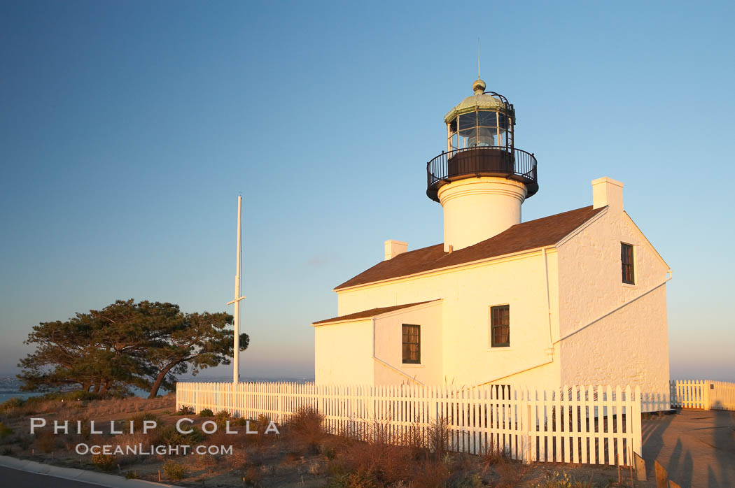 The old Point Loma lighthouse operated from 1855 to 1891 above the entrance to San Diego Bay.  It is now a maintained by the National Park Service and is part of Cabrillo National Monument. California, USA, natural history stock photograph, photo id 14522