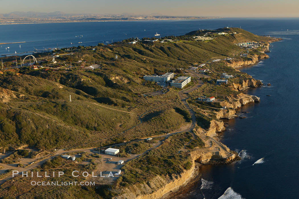Point Loma peninsula, with scalloped sandstone cliffs edging the Pacific Ocean, looking south.   Navy facilities are scattered along this section of Point Loma. San Diego, California, USA, natural history stock photograph, photo id 22305