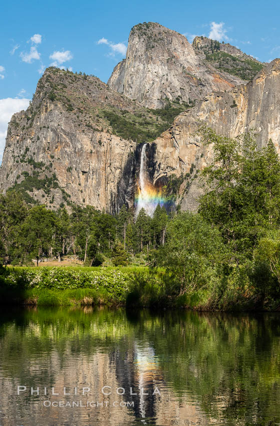 Rainbow in Bridalveil Falls, Yosemite National Park. California, USA, natural history stock photograph, photo id 36378