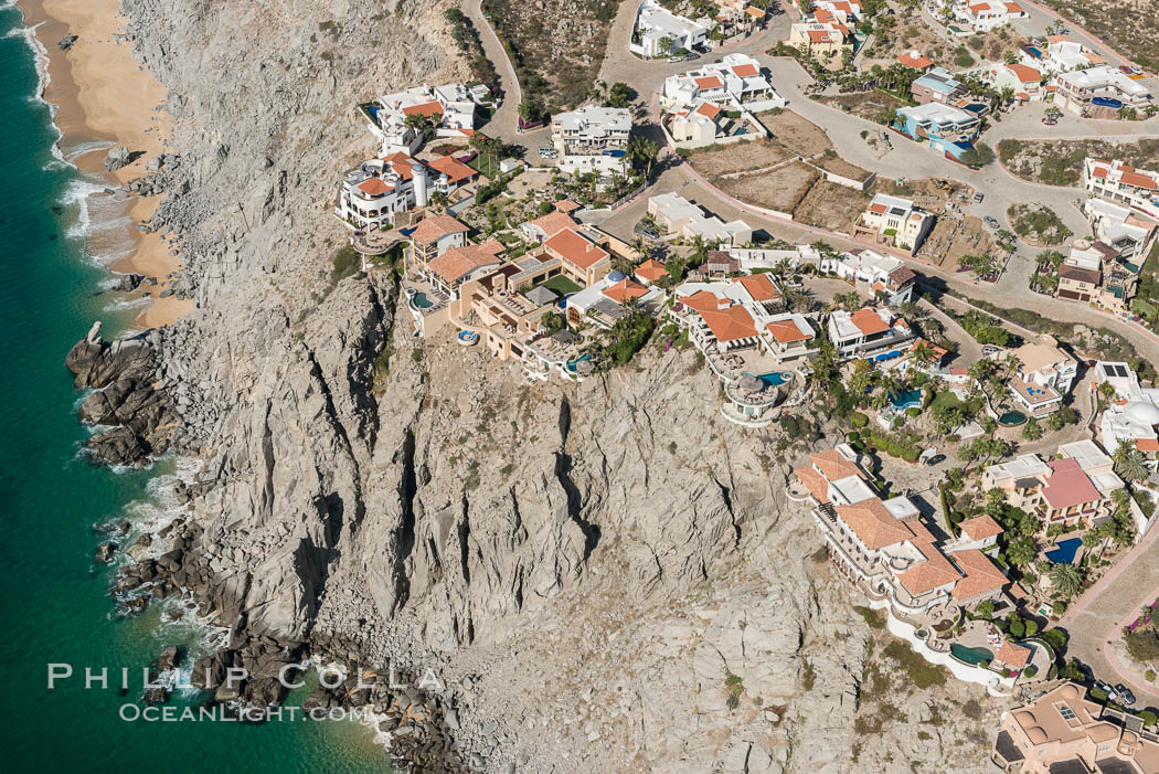 Private homes built on the bluffs overlooking the ocean at Cabo San Lucas. Baja California, Mexico, natural history stock photograph, photo id 28885