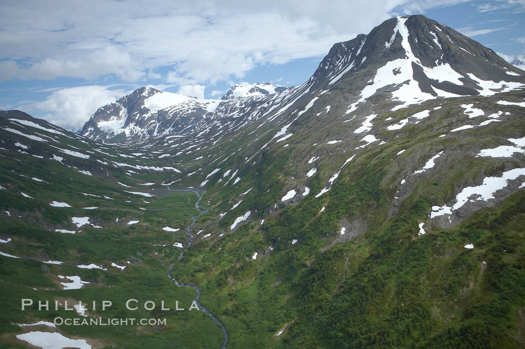 Aerial view, Resurrection Mountains. Alaska, USA, natural history stock photograph, photo id 19051