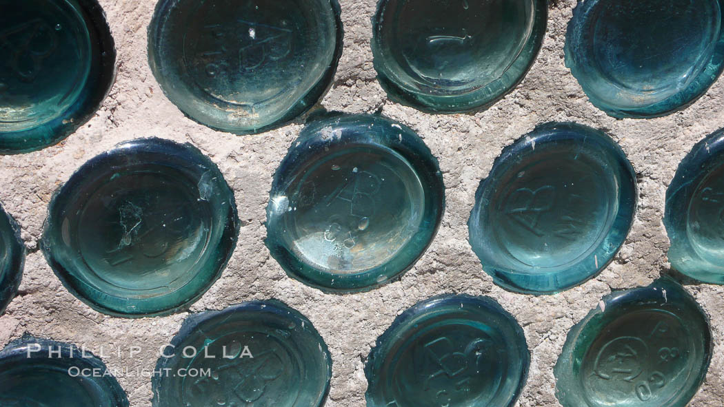 The strange "bottle house" of Rhyolite ghost town, near Death Valley. It was built in 1906 by Tom Kelley of approximately 50,000 beer bottles and was his home for a while. Nevada, USA, natural history stock photograph, photo id 20591