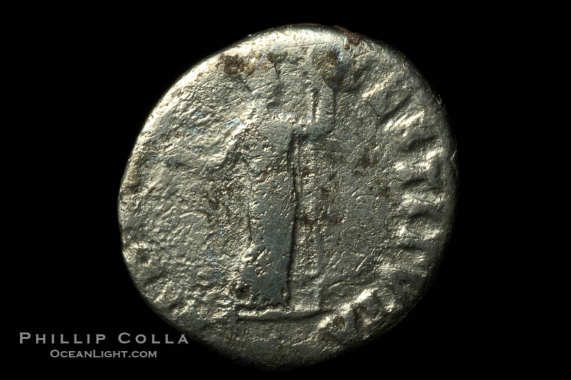 Roman emperor Vitellius (69 A.D.), depicted on ancient Roman coin (silver, denom/type: Denarius) (Ar , Denarius Obverse: A VITELLIUS GERM IMP AVG TR P Reverse: LIBERTAS RESTITVTA)., natural history stock photograph, photo id 06539