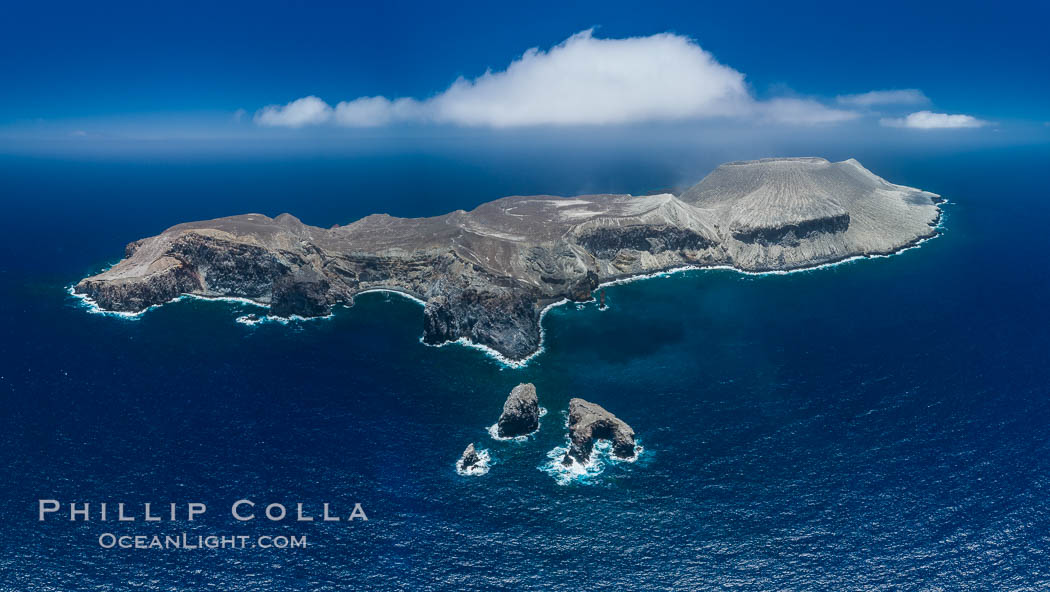 San Benedicto Island and Barcena crater, aerial photo, Revillagigedos Islands, Mexico. San Benedicto Island (Islas Revillagigedos), Baja California, natural history stock photograph, photo id 32917