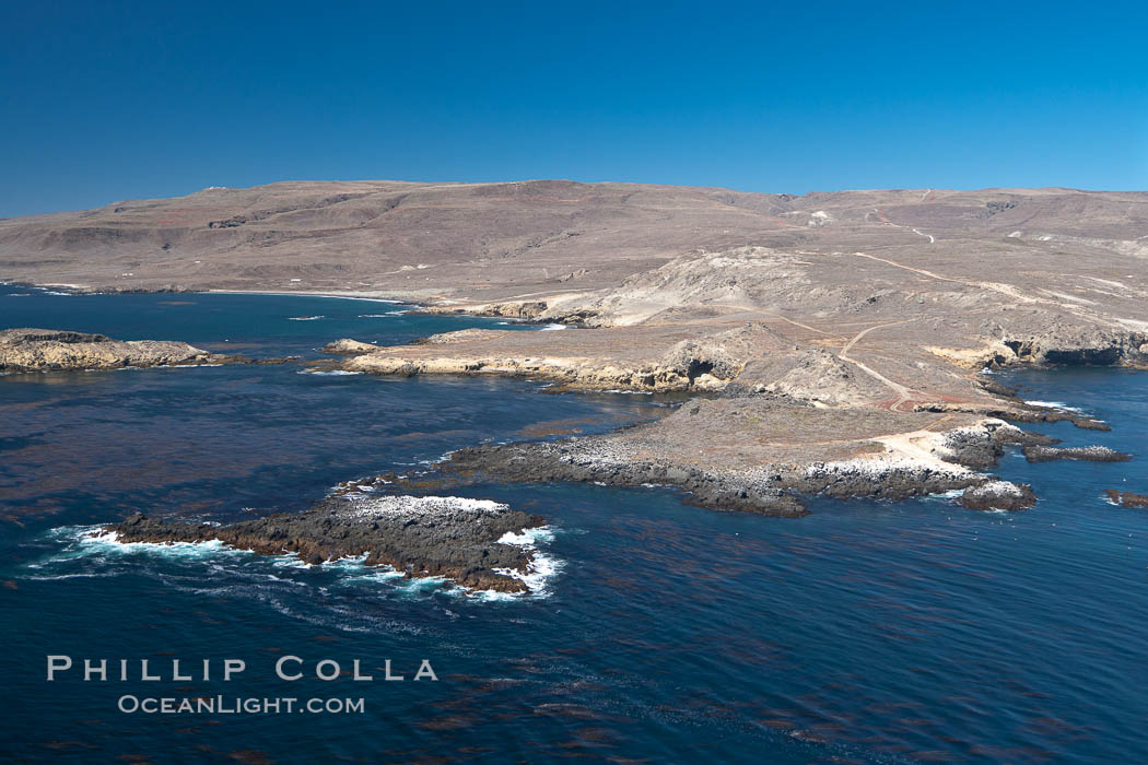San Clemente Island, rugged barren coastline and island terrain surrounded by lush underwater kelp forests and marine life. California, USA, natural history stock photograph, photo id 26011