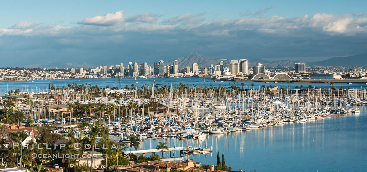 San Diego Bay and Skyline, viewed from Point Loma, panoramic photograph., natural history stock photograph, photo id 30206