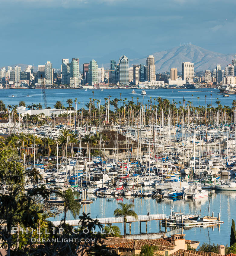 San Diego Bay and Skyline, viewed from Point Loma, panoramic photograph. California, USA, natural history stock photograph, photo id 30204