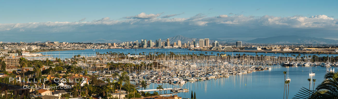 San Diego Bay and Skyline, viewed from Point Loma, panoramic photograph. California, USA, natural history stock photograph, photo id 30207