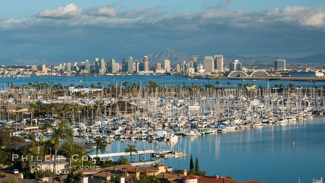San Diego Bay and Skyline, viewed from Point Loma, panoramic photograph. California, USA, natural history stock photograph, photo id 30205