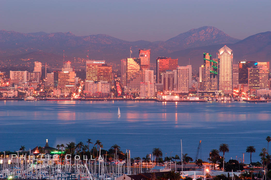 San Diego downtown skyline, viewed from Point Loma. California, USA, natural history stock photograph, photo id 06482