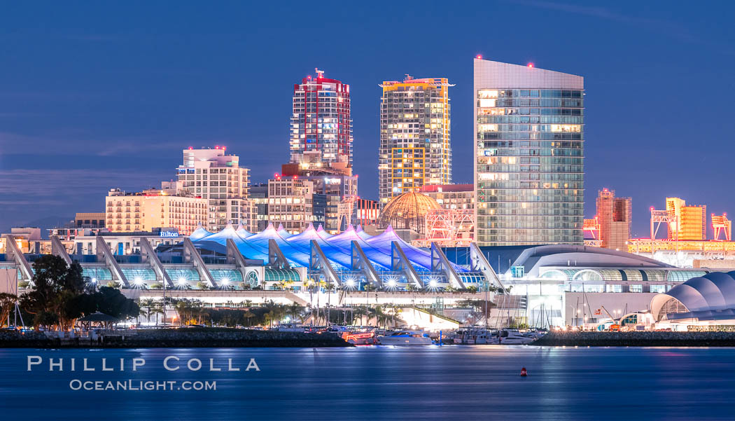 San Diego Convention Center and its waterfront at Night. California, USA, natural history stock photograph, photo id 36646