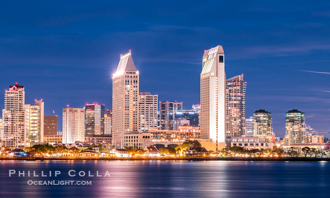 San Diego City Skyline at Night., natural history stock photograph, photo id 36647