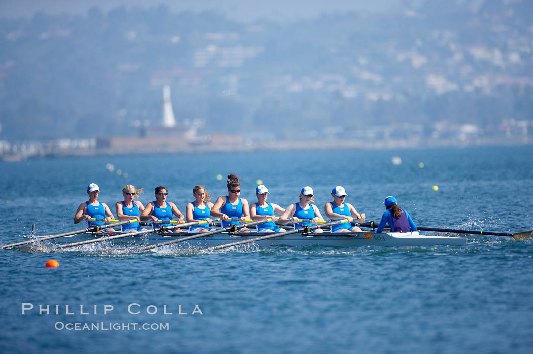 UCLA on their way to a third place finish in the women's JV final, 2007 San Diego Crew Classic. Mission Bay, California, USA, natural history stock photograph, photo id 18650