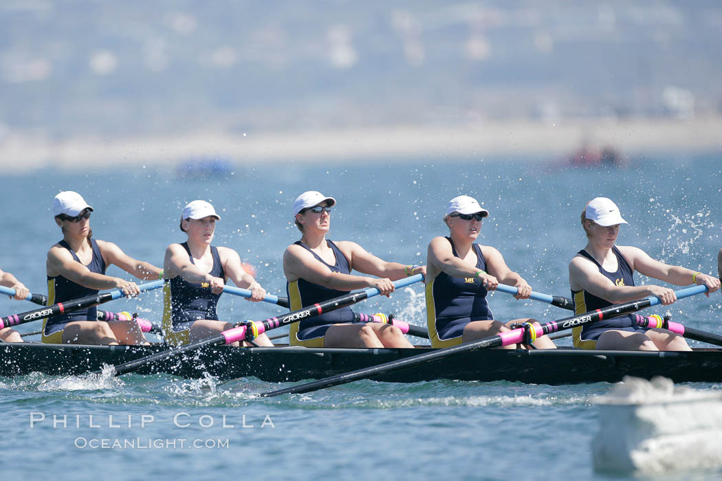 Cal (UC Berkeley) women en route to a second place finish in the Jessop-Whittier Cup final, 2007 San Diego Crew Classic. Mission Bay, California, USA, natural history stock photograph, photo id 18704