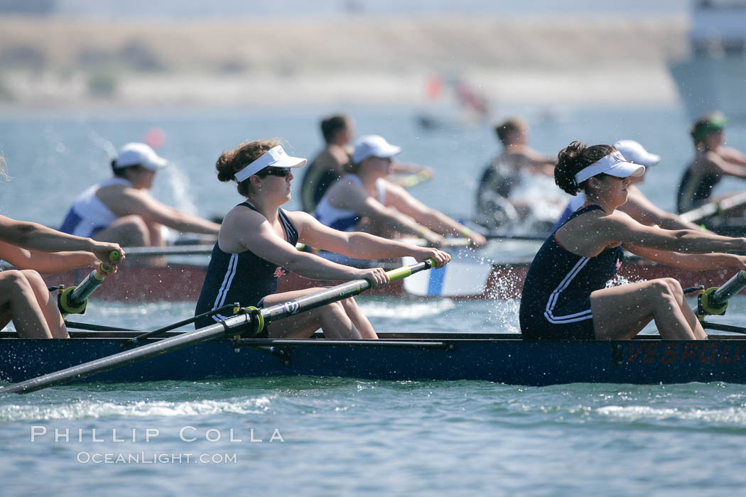 St. Mary's women race in the finals of the Women's Cal Cup final, 2007 San Diego Crew Classic. Mission Bay, California, USA, natural history stock photograph, photo id 18647