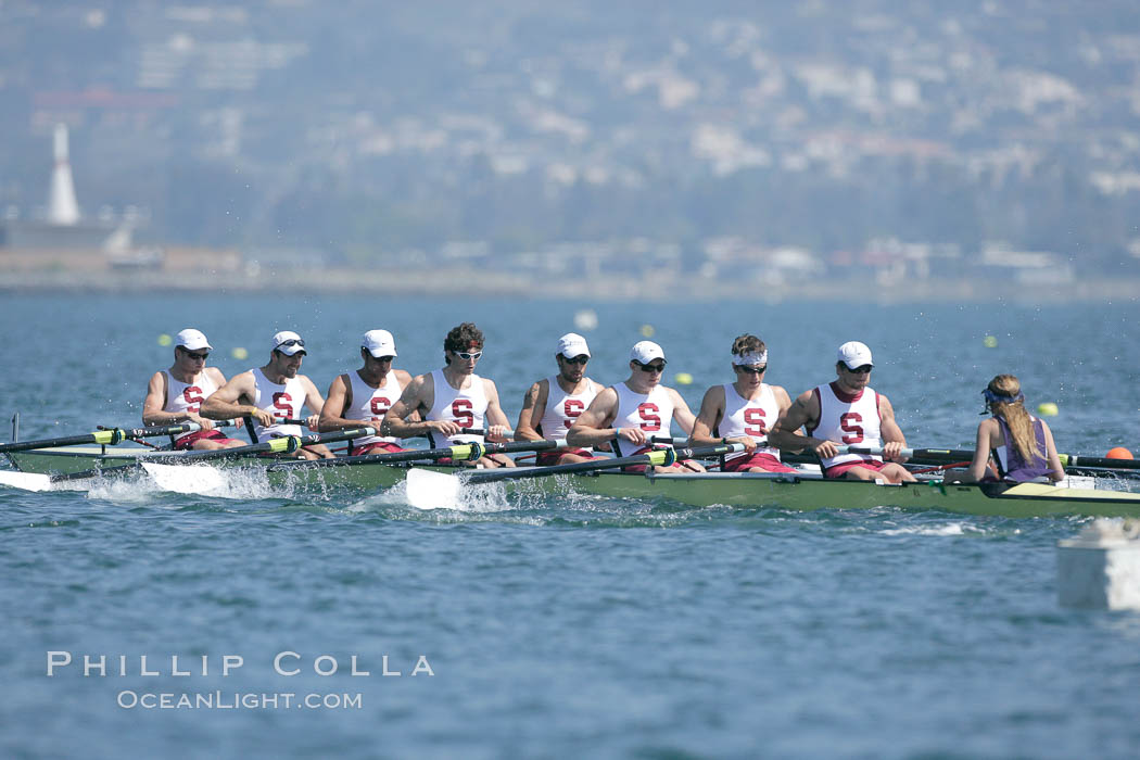 Stanford men en route to winning the Copley Cup, 2007 San Diego Crew Classic. Mission Bay, California, USA, natural history stock photograph, photo id 18655