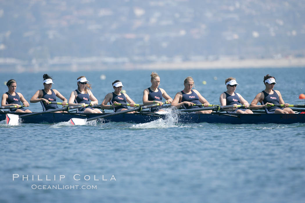 St. Mary's women race in the finals of the Women's Cal Cup final, 2007 San Diego Crew Classic. Mission Bay, California, USA, natural history stock photograph, photo id 18671