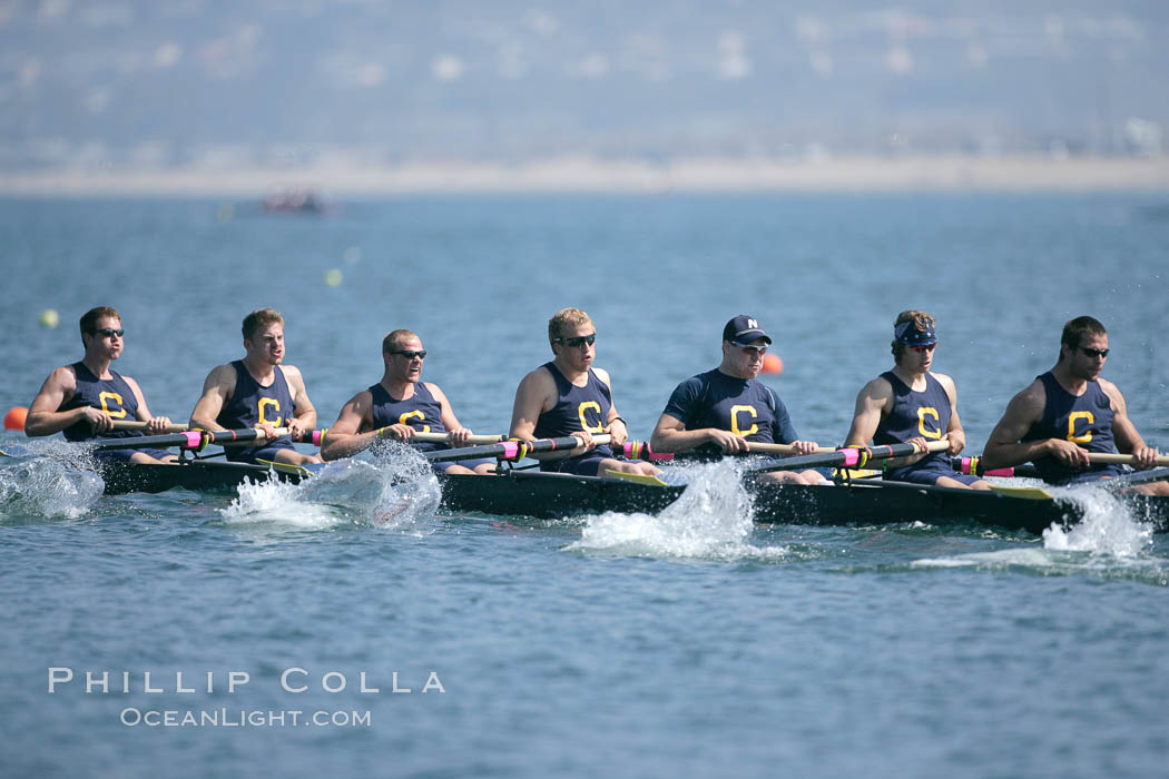 Cal (UC Berkeley) on their way to winning the men's JV final, 2007 San Diego Crew Classic. Mission Bay, California, USA, natural history stock photograph, photo id 18665