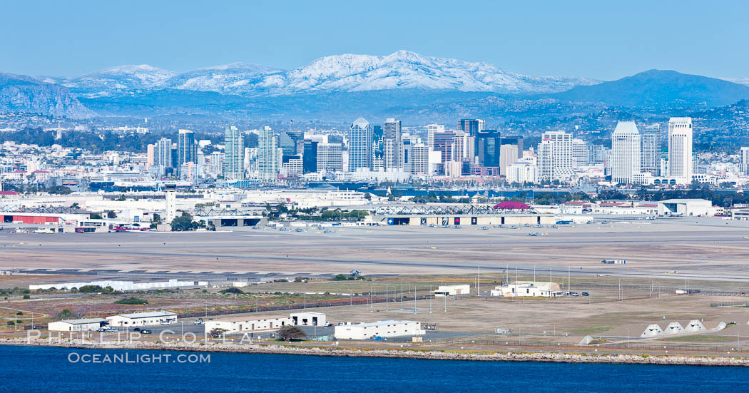 Downtown San Diego with snow-covered Mt. Laguna in the distance. California, USA, natural history stock photograph, photo id 26599