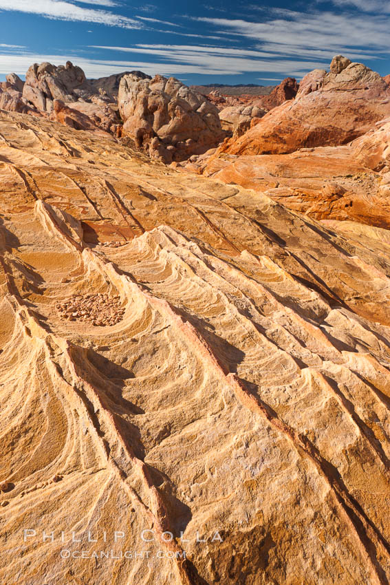Sandstone ridges and fins, in the White Domes section of Valley of Fire State Park. Nevada, USA, natural history stock photograph, photo id 26489