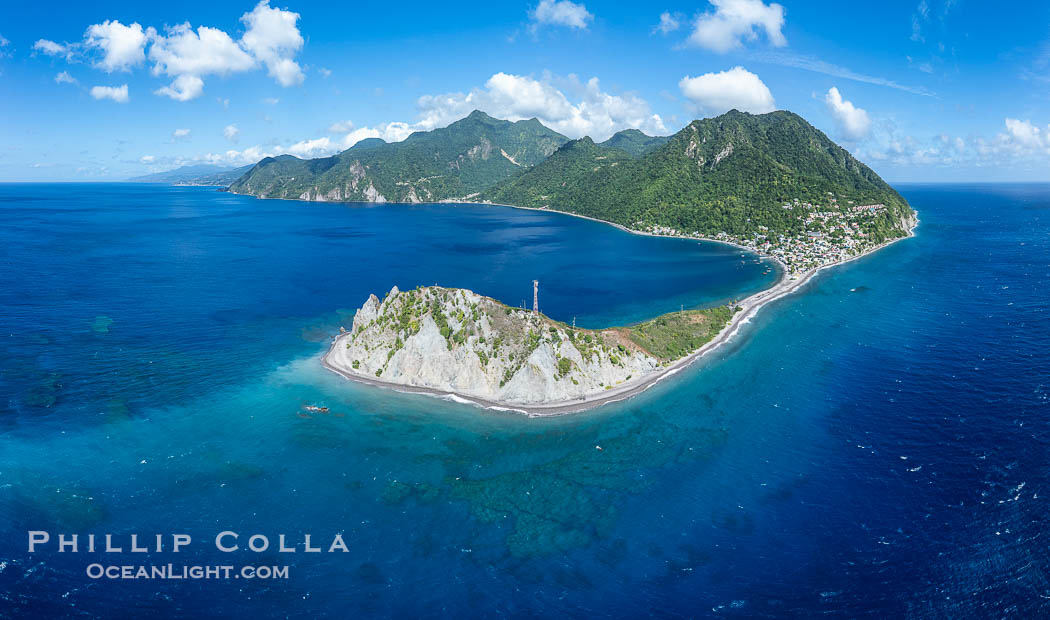 Scotts Head aerial panoramic photo. Dominica is referred to as the Nature Island for its lush forests and spectacular terrain., natural history stock photograph, photo id 41474