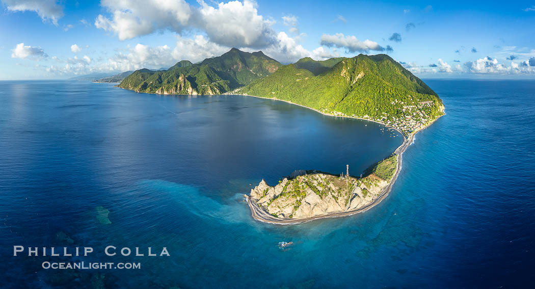 Scotts Head aerial panoramic photo. Dominica is referred to as the Nature Island for its lush forests and spectacular terrain., natural history stock photograph, photo id 41478