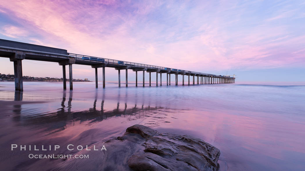 Scripps Pier, sunrise. Scripps Institution of Oceanography, La Jolla, California, USA, natural history stock photograph, photo id 26456