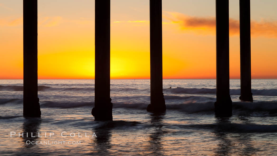 Research pier at Scripps Institution of Oceanography SIO, sunset. La Jolla, California, USA, natural history stock photograph, photo id 26534