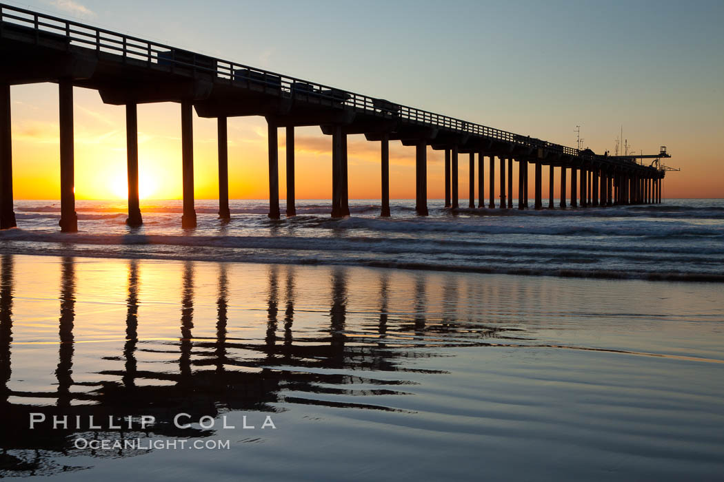 Research pier at Scripps Institution of Oceanography SIO, sunset. La Jolla, California, USA, natural history stock photograph, photo id 26542