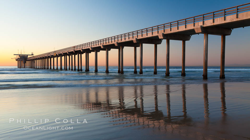 Research pier at Scripps Institution of Oceanography SIO, sunset. La Jolla, California, USA, natural history stock photograph, photo id 26540