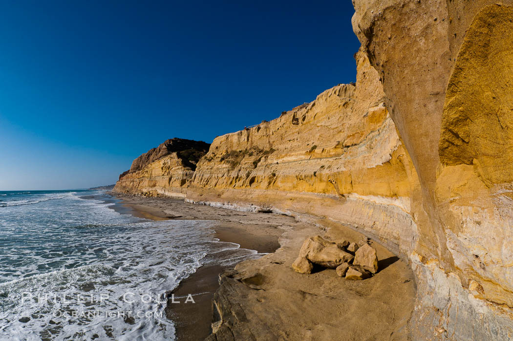 Torrey Pines bluffs, sea cliffs that rise above the Pacific Ocean, extending north towards Del Mar. Torrey Pines State Reserve, San Diego, California, USA, natural history stock photograph, photo id 26790