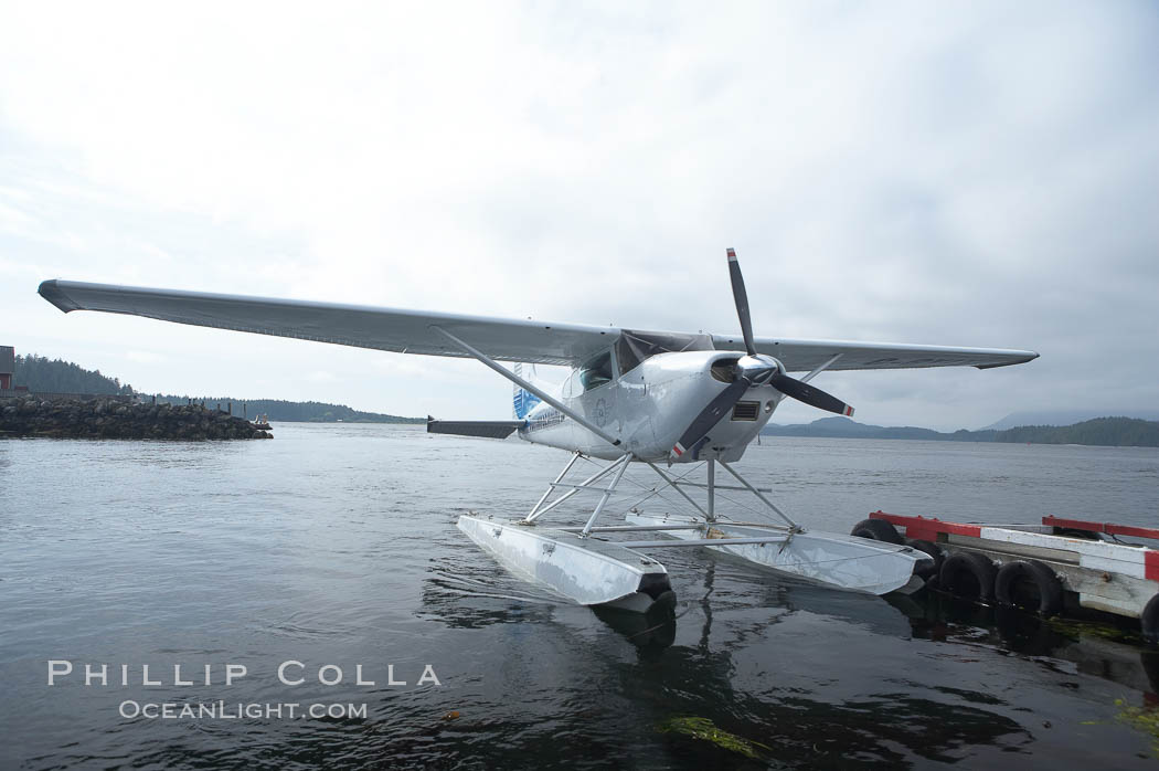 Seaplane at the floatplane dock in Tofino, typical overcast day. British Columbia, Canada, natural history stock photograph, photo id 21076