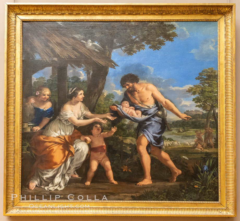 The Shepherd Faustulus Bringing Romulus and Remus to his Wife, Nicolas Mignard (1654), Musee du Louvre, Paris. France, natural history stock photograph, photo id 35609