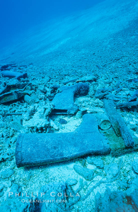 Debris from wreck of F/V Jin Shiang Fa, lagoon floor and talus slope. Rose Atoll National Wildlife Sanctuary, American Samoa, USA, natural history stock photograph, photo id 00792