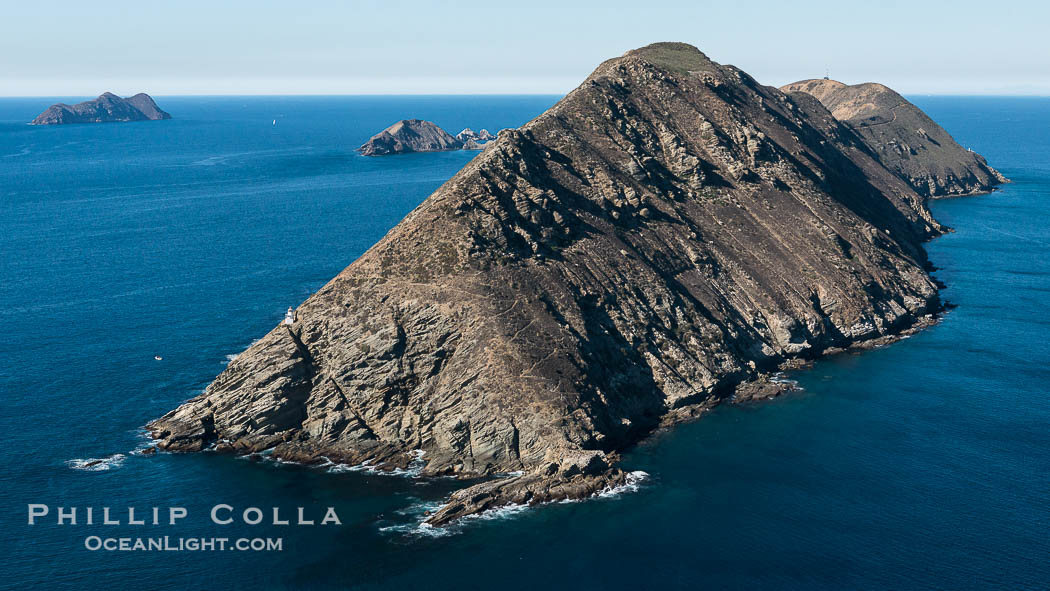 South Coronado Island, Mexico, southern point looking north, Middle and North Islands in the distance, aerial photograph., natural history stock photograph, photo id 29064