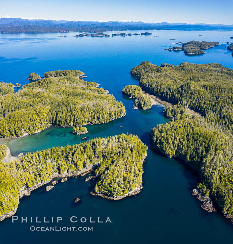 Staples and Kent Islands, British Columbia, aerial photo. Canada, natural history stock photograph, photo id 35495