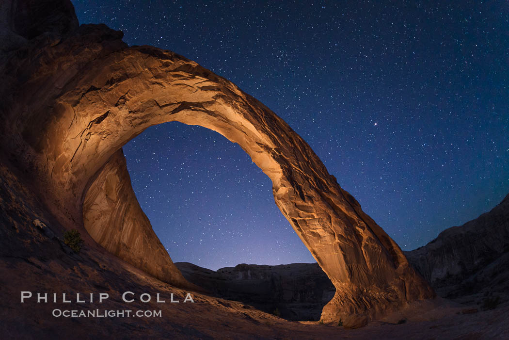 Stars over Corona Arch at Night, Moab, Utah. USA, natural history stock photograph, photo id 29247