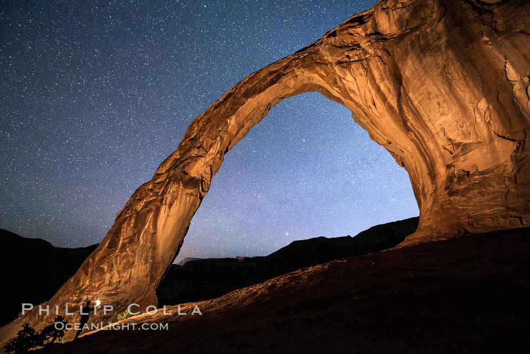 Stars over Corona Arch at Night, Moab, Utah. USA, natural history stock photograph, photo id 29241