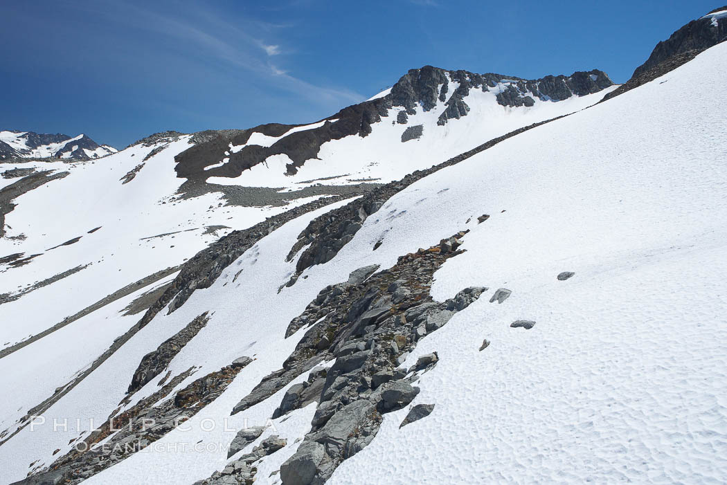 Summer snow pack, Whistler Mountain. British Columbia, Canada, natural history stock photograph, photo id 21021