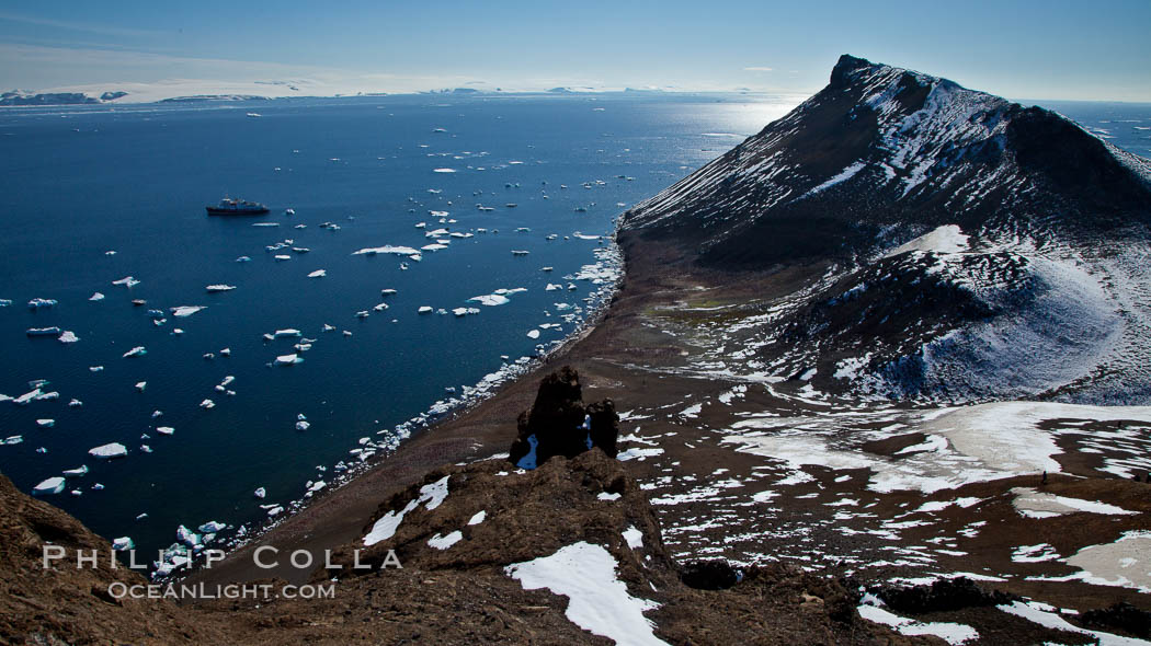 Summit of Devil Island with portions of the Erebus and Terror Gulf region of the Weddell Sea in the background. Antarctic Peninsula, Antarctica, natural history stock photograph, photo id 24816