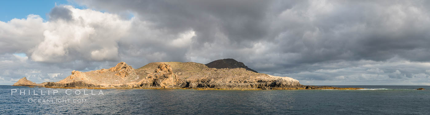 Sunrise at San Clemente Island, south end showing China Hat (Balanced Rock) and Pyramid Head, near Pyramic Cove, storm clouds. Panoramic photo. California, USA, natural history stock photograph, photo id 30856