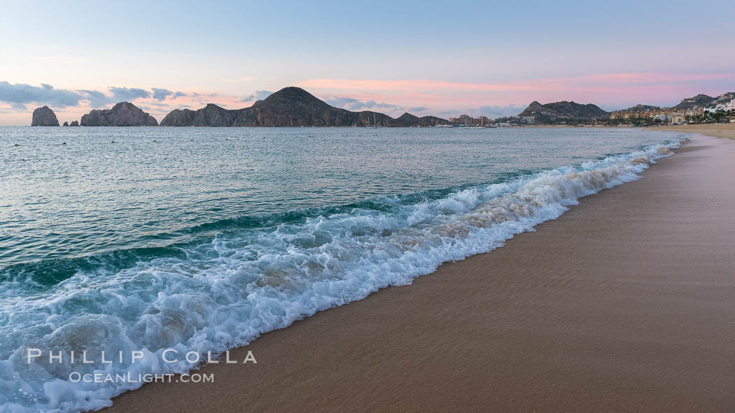 Sunrise on Medano Beach, on the coast of Cabo San Lucas, Mexico