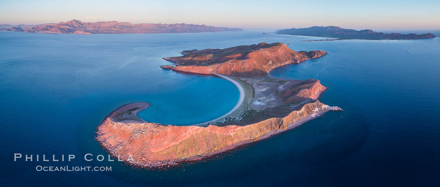 Sunrise over Isla San Francisquito, Aerial View, Sea of Cortez. Baja California, Mexico, natural history stock photograph, photo id 33662