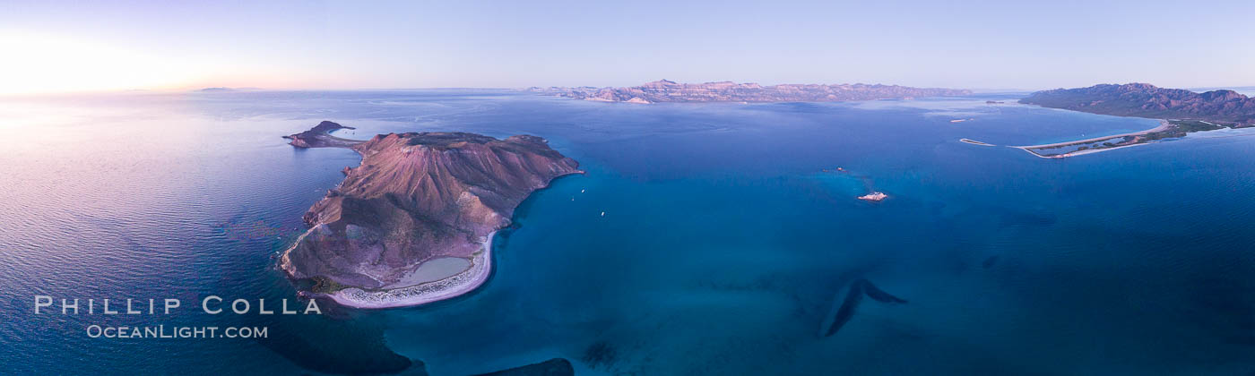 Predawn Sunrise Light over Isla San Francisquito, Aerial View, Sea of Cortez. Baja California, Mexico, natural history stock photograph, photo id 33767