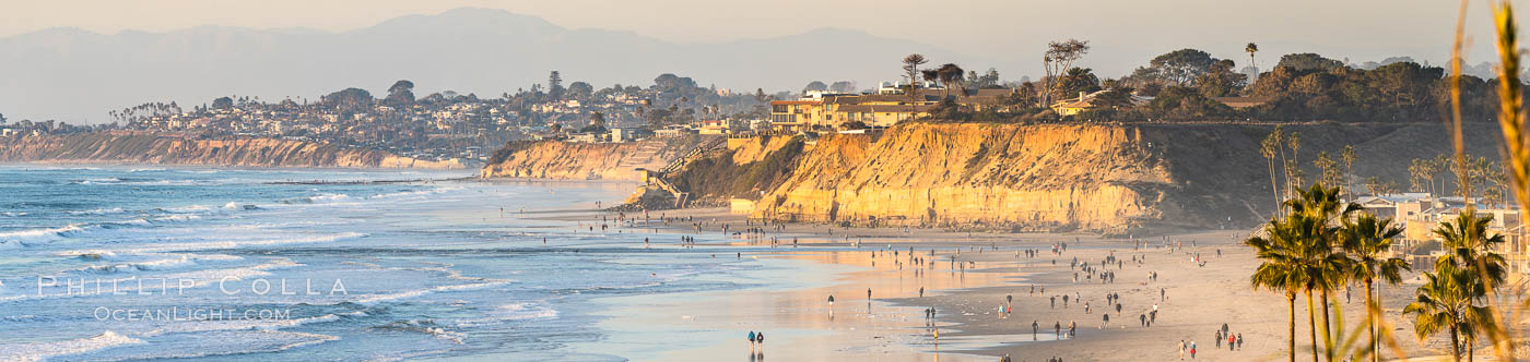 Sunset and King Tide on Del Mar Beach, Dog Beach, Solana Beach, looking north into North County San Diego. California, USA, natural history stock photograph, photo id 37615