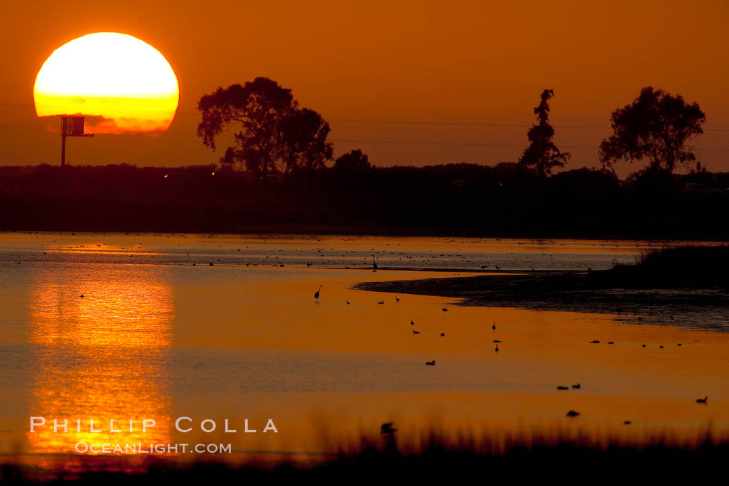 Sunset. Batiquitos Lagoon, Carlsbad, California, USA, natural history stock photograph, photo id 18558