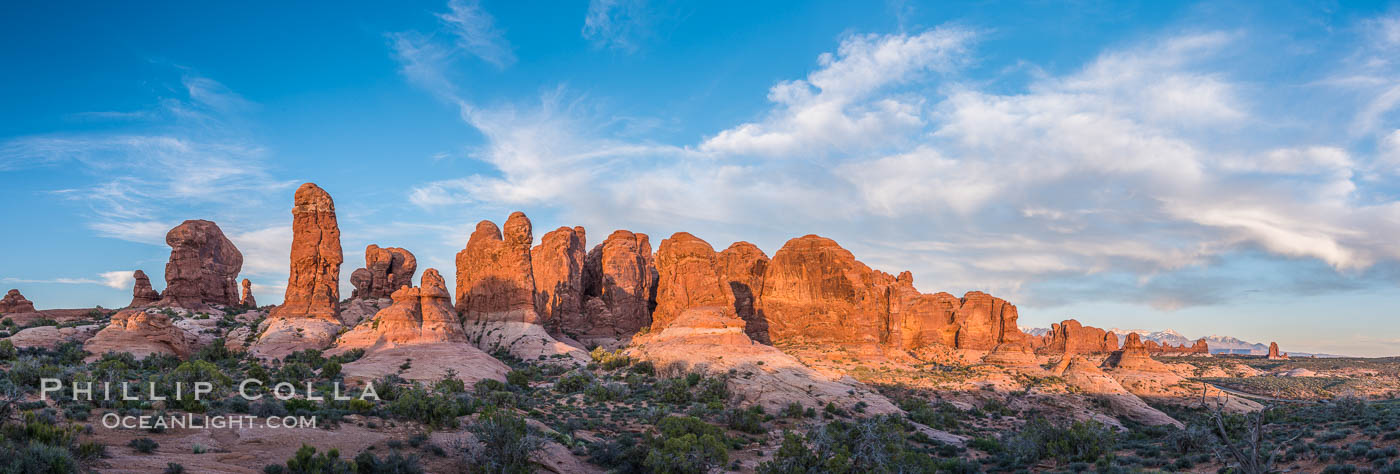 Sunset over Garden of the Gods, Arches National Park. Utah, USA, natural history stock photograph, photo id 29260