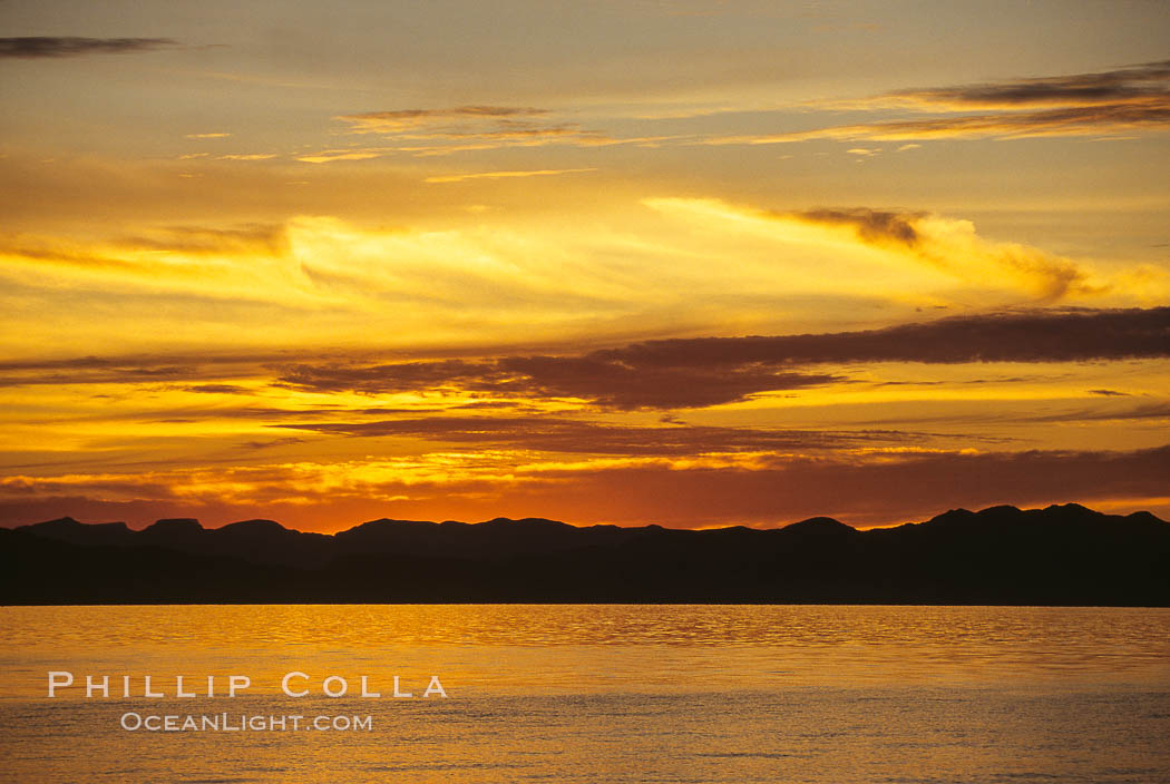 Sunset, clouds and ocean, Sea of Cortez., natural history stock photograph, photo id 00283