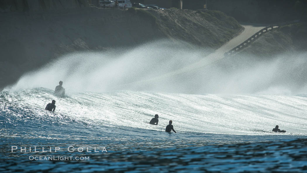Surf and spray during Santa Ana offshore winds. San Diego, California, USA, natural history stock photograph, photo id 30462