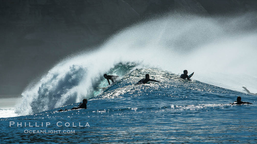 Surf and spray during Santa Ana offshore winds, San Diego, California